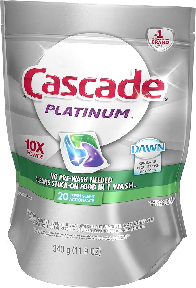 Cascade Platinum Actionpacs Dishwasher Detergent, Fresh Scent, 23 Count