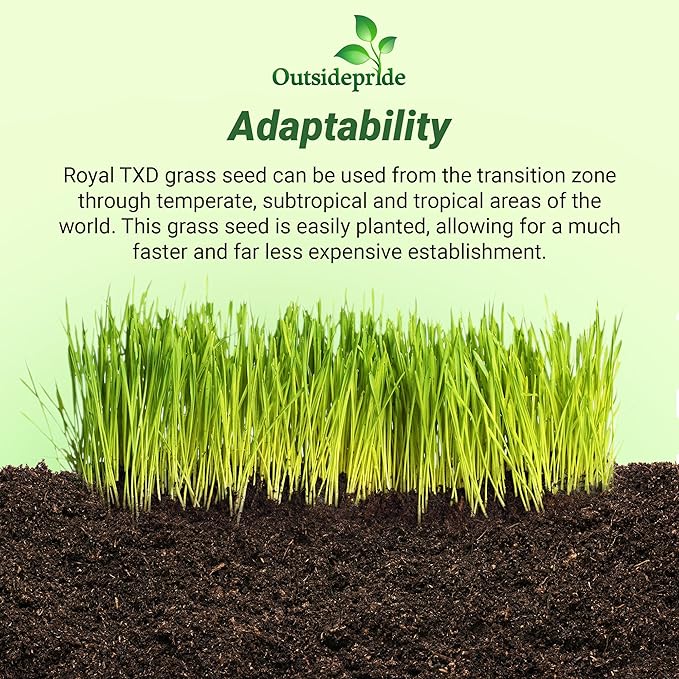 Outsidepride Royal TXD Bermuda Grass Seed Blend - 10 lbs. Warm Season, Fast Growing Turf Grass Seeds: Heat & Drought Tolerant, Ideal for Home Lawns & Sports Fields, Dense & Lush Green Coverage