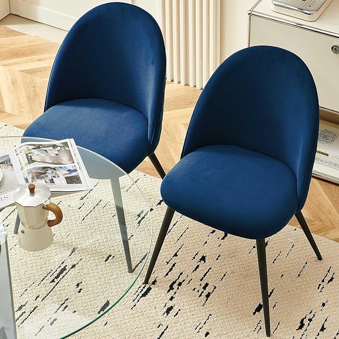 5-Pieces Small Round Kitchen Dining Table Set for 4, Contemporary Glass Dining Room Breakfast Table Set with Upholstered Dining Accent Chairs Curved Backrest, Dinette Set for Apartment