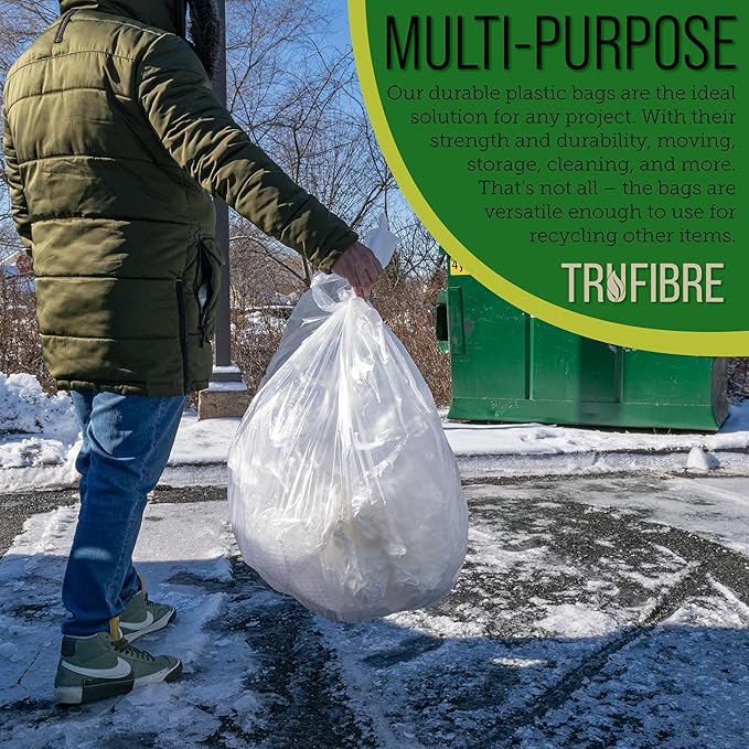 250 Count Large Clear Plastic Liners, 33 Gallon, 32x38 Inches for Waste Disposal, Home, Office, Small Business Recycling & Garbage Management