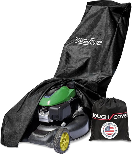 Tough Cover Lawn Mower Cover - Basic Edition, Black - Heavy Duty 210D Marine Grade Waterproof Cover for Push, Riding & Electric Mowers, Universal Fit for Outdoor Use