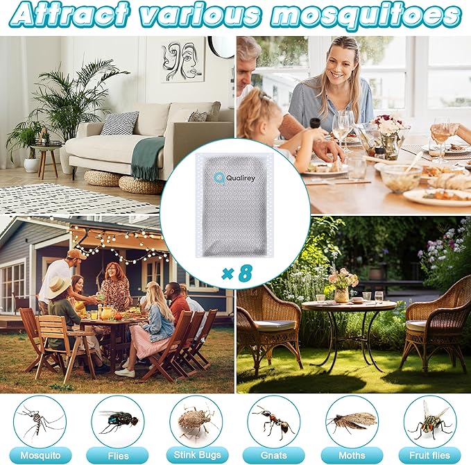 8 Pack Mosquito Attractant in Bulk, Lure for Bug Zapper Bait Refill Compatible with All Mosquito Trap Enhances Catch Rates for Indoor Outdoor Traps, Safe and Long Lasting