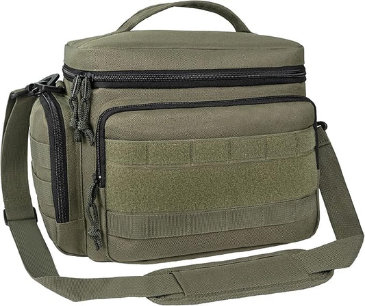 opux Tactical Lunch Box for Men, Olive Mens Insulated Lunch Bag for Adult, Leakproof Soft Lunch Cooler with MOLLE Mesh Side Pockets, Multicam Heavy Duty Lunchbox Pail for Work Women, Large, 18 Cans