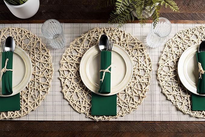 100 Linen-Feel Colored Paper Napkins - Decorative Cloth-Like Green Dinner Napkins - Soft And Absorbent. For Christmas, Kitchen, Party, Wedding, Bathroom Or Any Occasion. (Pack of 100)