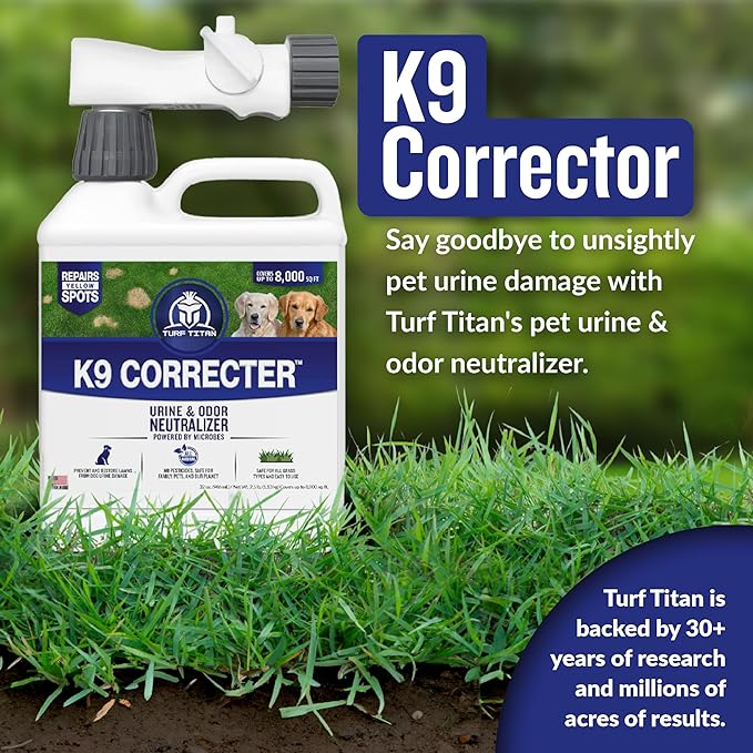 Turf Titan K9 Correcter – Dog Urine Neutralizer for Lawn (1 Gallon) – Urine Neutralizer for Dogs to Revive Your Grass – Lawn Care Solution for Green, Odor-Free Grass