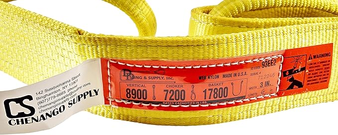 DD Sling. Multiple Sizes in Listing! (Made in USA) 3" x 6', 2 Ply, Nylon Lifting Slings, Eye & Eye, Heavy Duty (900 Webbing), 8,900 lbs Vertical, 7,200 Choker, 17,800 Basket-USA Made Nylon (3"x6')