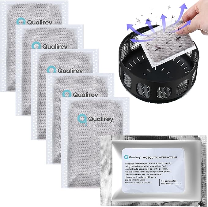 6 Pack Mosquito Attractant in Bulk, Lure for Bug Zapper Bait Refill Compatible with All Mosquito Trap Enhances Catch Rates for Indoor Outdoor Traps, Safe and Long Lasting