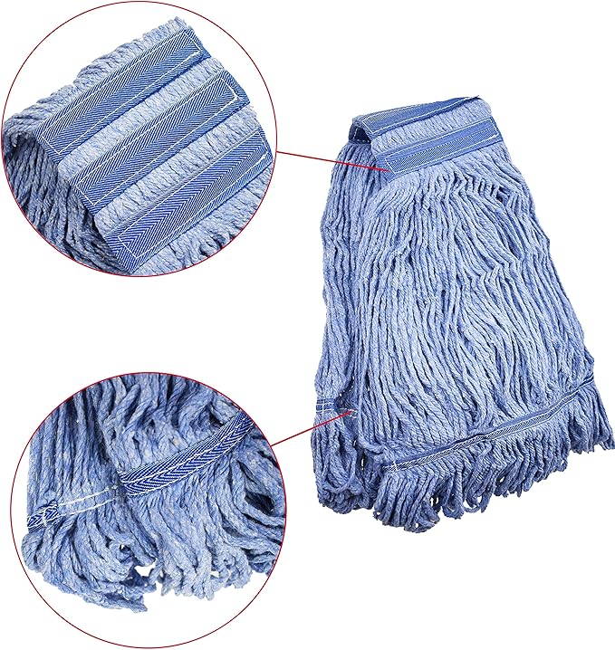 Mop Head Replacement Commercial Heavy Duty String Blue Wet Mop Heads for 3 Typs Commercial Mop Handle(2,Large)
