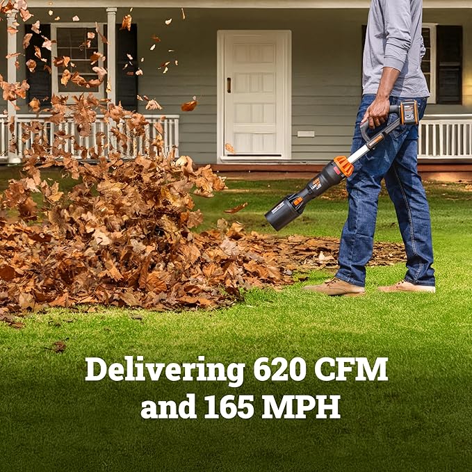 WORX Nitro WG585 40V Cordless Leaf Blower, Electric Blower with 620CFM & 165MPH, Blowers for Lawn Care with Brushless Motor & 3 Speed Control, 2 Batteries & Charger Included