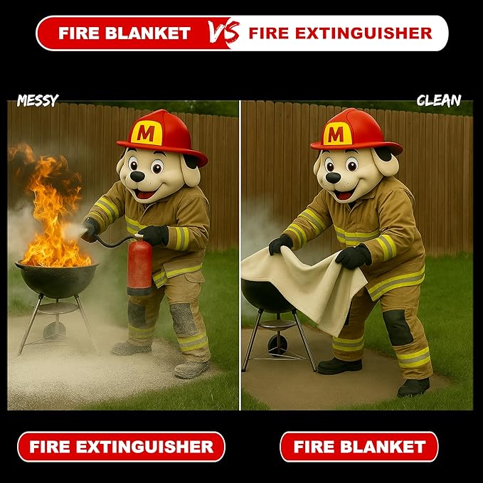 Marshall Fire Blankets Emergency for Home 2 Pack – 40x40 Fire Blanket Made in The USA. Fire Suppression for Kitchen, Business, Car, RV. Less of A Mess Than A Fire Extinguisher. Non-Toxic, Food Safe.