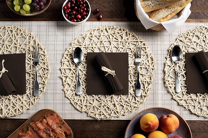 Linen-Feel Colored Paper Napkins - Decortive Cloth-Like BROWN Luncheon Napkins - Soft And Absorbent. For Kitchen, Party, Wedding, Dinner Or Any Occasion. (Pack of 50)