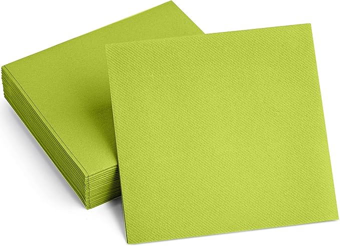 Linen-Feel Colored Paper Napkins - Decortive Cloth-Like KIWI Luncheon Napkins - Soft And Absorbent. For Kitchen, Party, Wedding, Dinner Or Any Occasion. (Pack of 50)