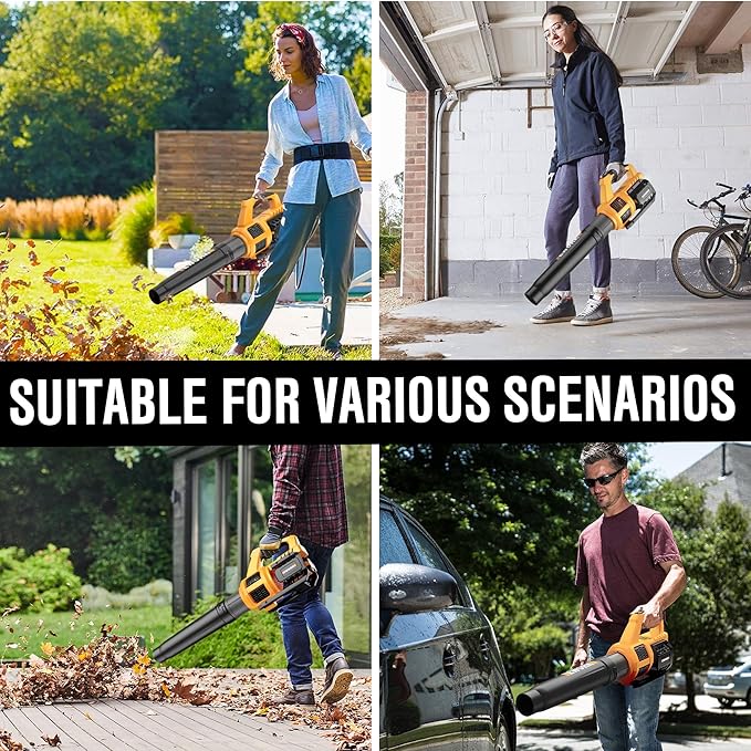 EWORK 21V Cordless Leaf Blower, Powerful Turbo Mode & 550 CFM, 2×3.0Ah Batteries & Fast Charger, Lightweight Electric Leaf Blowers for Lawn Care, Patio, Leaves & Dust