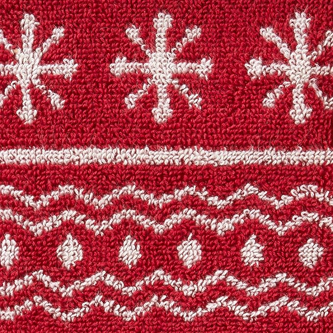 SKL Home Winter/Christmas Fair Isle Hand Towel 2pc Set for Bath/Kitchen/Bar & Gift, Red