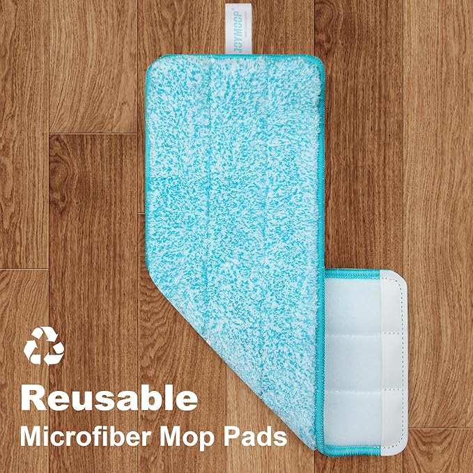 JOYMOOP Flat Mop, Microfiber Mops for Floor Cleaning and Wall Cleaner, 60" Long Handle with Flexible 13" Flat Head with a Microfiber Mop Pad - Grey & Cyan Blue
