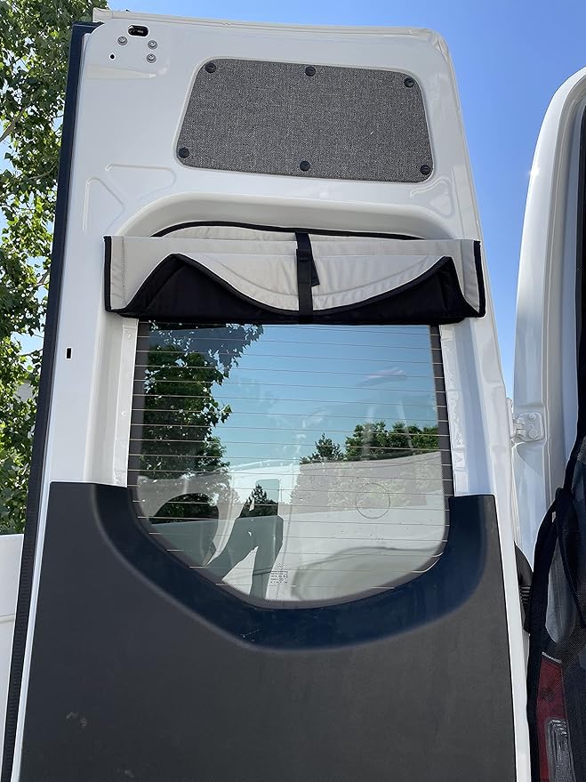 VanEssential Insulated Magnetic Blackout Rear Door Half Plastic Window Covers (Pair) Designed for Mercedes-Benz VS30 (Van Years 2019 to Current) - Cool Gray