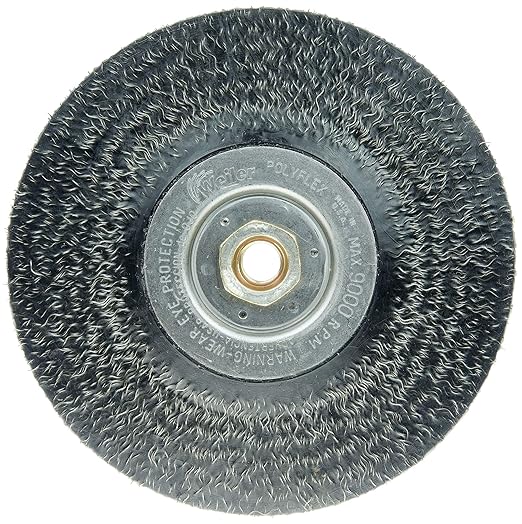 Weiler 35216 Polyflex Encapsulated Root Pass Weld Cleaning Brush 7", 0.014" Steel Fill, 5/8"-11 UNC Nut, Made in The USA (Pack of 5)