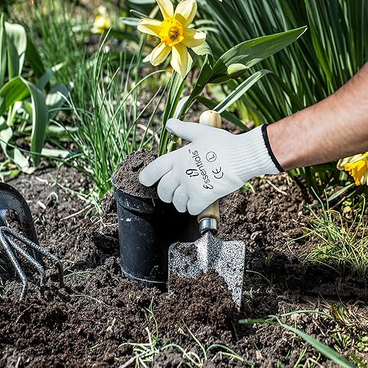 I9 Essentials 12-Pair Cotton Work Gloves with PVC Grip Dots (Large) – Breathable, Anti-Slip Gloves for Gardening, Construction, Warehouse, Yard Work & Home Maintenance
