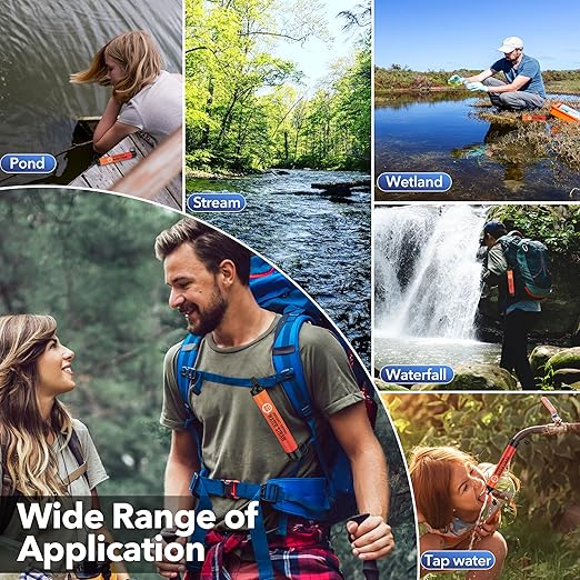 Straw Water Filter, Personal Emergency Water Filtration System, Water Purifier, Outdoor Emergency Survival Gear and Equipment for Hiking Camping Accessories Travel Fishing Preparedness (5PCS)