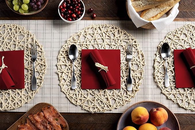 Linen-Feel Colored Paper Napkins - Decortive Cloth-Like BURGUNDY Luncheon Napkins - Soft And Absorbent. For Kitchen, Party, Wedding, Dinner Or Any Occasion. (Pack of 50)