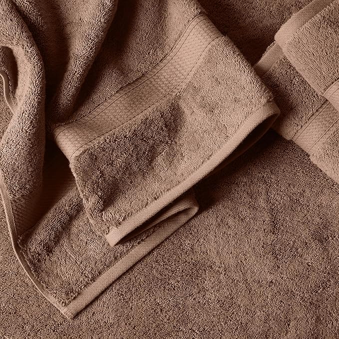 Superior Egyptian Cotton Pile 6 Piece Towel Set, Includes 2 Bath, 2 Hand, 2 Face Towels/Washcloths, Ultra Soft Luxury Towels, Thick Plush Essentials, Guest Bath, Spa, Hotel Bathroom, Chocolate