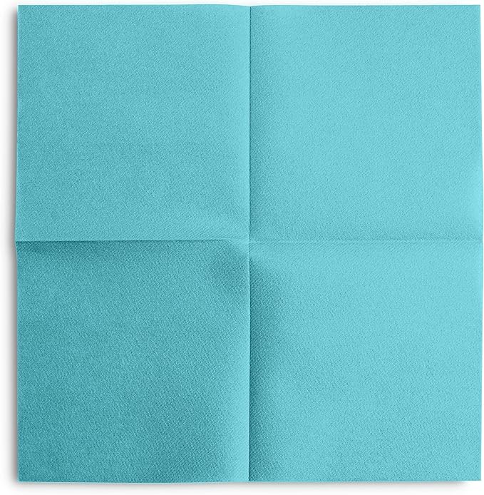 Linen-Feel Colored Paper Napkins - Decortive Cloth-Like MINT BLUE Luncheon Napkins - Soft And Absorbent. For Kitchen, Party, Wedding, Dinner Or Any Occasion. (Pack of 50)