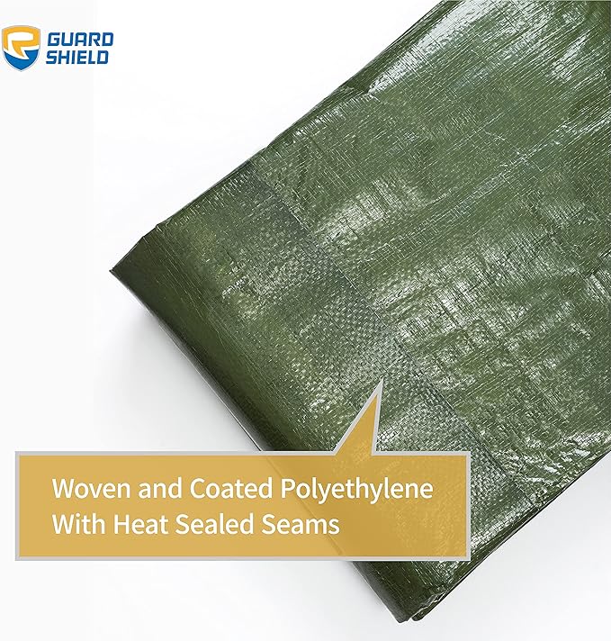 GUARD SHIELD Green Tarp Waterproof 30x30 Feet Medium Duty All Purpose Poly Tarps Cover 7mil