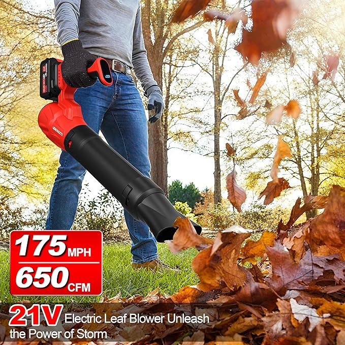 Portable Electric Leaf Blower Cordless with 2X 4.0Ah Batteries and Charger, 540CFM 160MPH, 5 Speeds Modes, LCD Display, Lightweight Handheld for Seniors, Gutter, Yard, Garden, Patio, Lawn Care