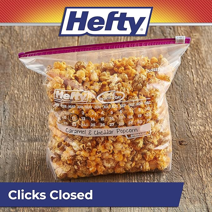 Hefty Slider Calendar Storage Bags, Gallon Size, 30 Count (Pack of 4), 120 Total