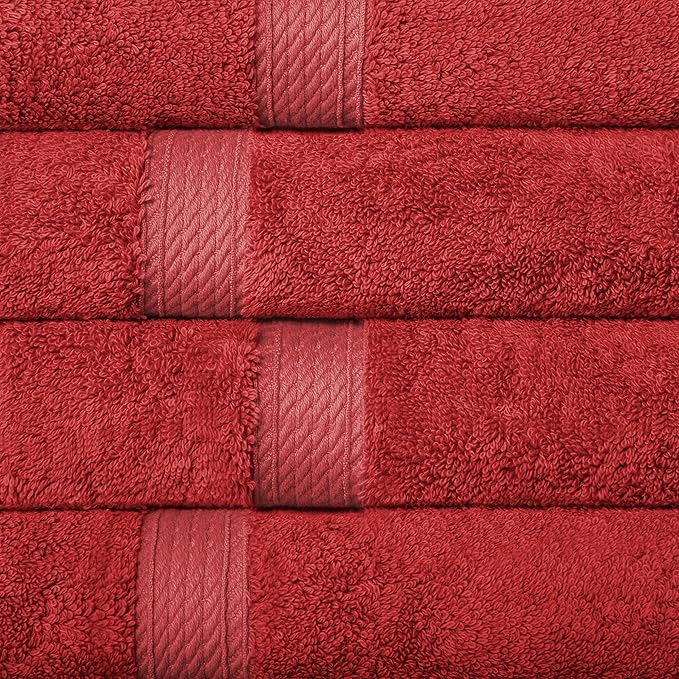Superior Egyptian Cotton Pile 10 Piece Towel Set, Includes 2 Bath, 4 Hand, 4 Face Towels/Washcloths, Ultra Soft Luxury Towels, Thick Plush Essentials, Guest Bath, Spa, Hotel Bathroom, Red