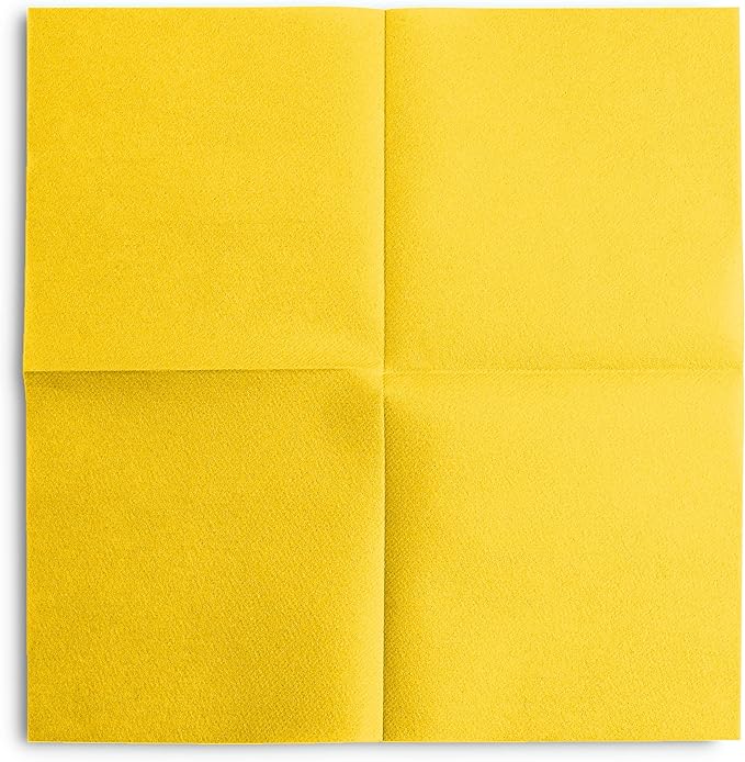 Linen-Feel Colored Paper Napkins - Decortive Cloth-Like YELLOW Luncheon Napkins - Soft And Absorbent. For Kitchen, Party, Wedding, Dinner Or Any Occasion. (Pack of 50)