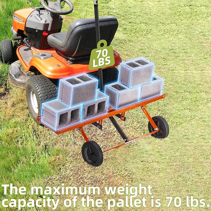 40 Inch Orange Tow-Behind Dethatcher with 20 Spring Steel Tines, Pull Dethatcher for Outdoor Yard Care, Garden Farm Grass Tractor Rake to Remove Thatch, Leaves and Needles from Large Lawn Areas